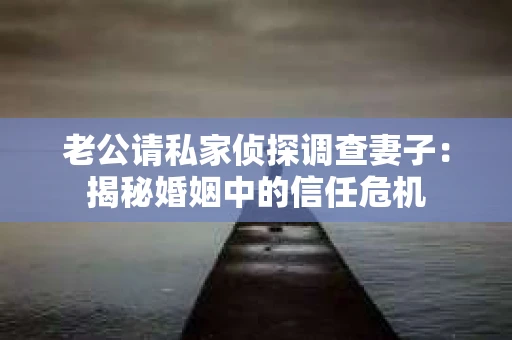 老公请私家侦探调查妻子：揭秘婚姻中的信任危机