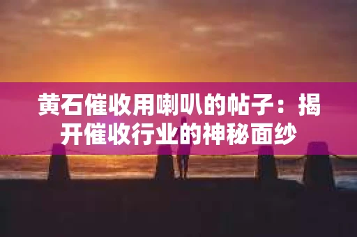 黄石催收用喇叭的帖子：揭开催收行业的神秘面纱