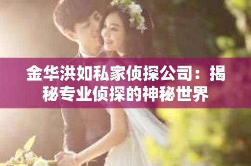 金华洪如私家侦探公司：揭秘专业侦探的神秘世界