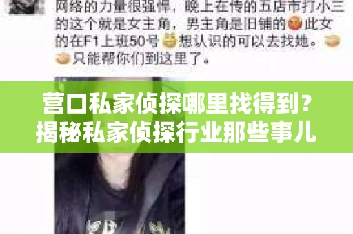 营口私家侦探哪里找得到？揭秘私家侦探行业那些事儿