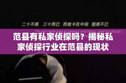 范县有私家侦探吗？揭秘私家侦探行业在范县的现状
